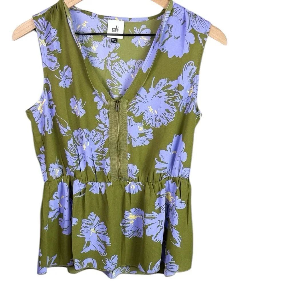 CAbi Purple & Green Floral Celebrity Top